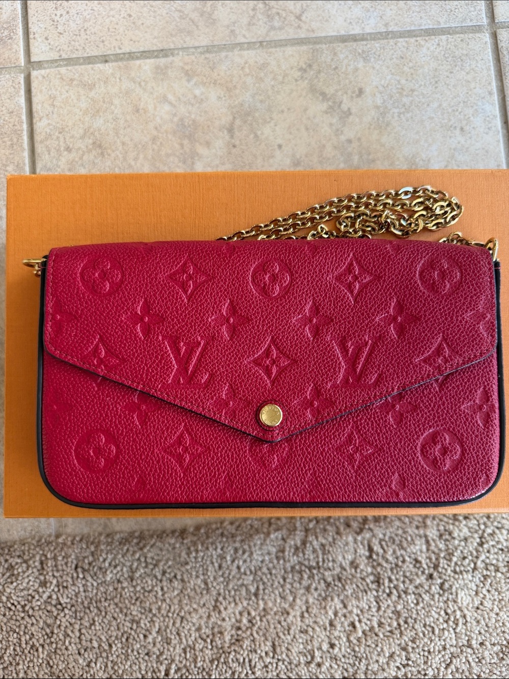 Louis Vuitton Felicie Pochette Red Monogram Empreinte
